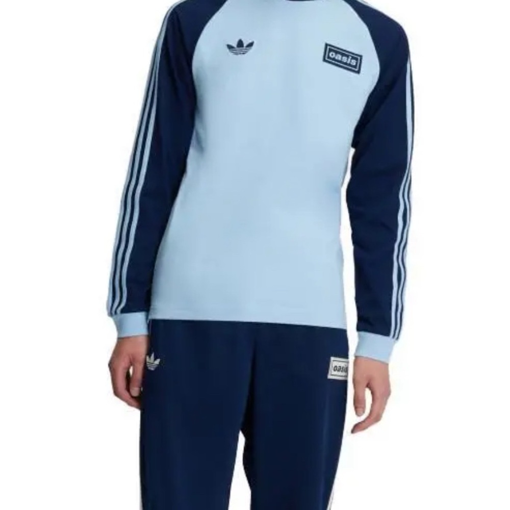Adidas Light Blue and Dark Blue TOUR 3-Stripes long sleeves